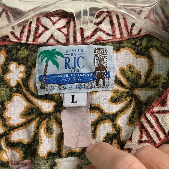 Vintage made in Hawaii hibiscus & surfboard Hawaiian shirt L - Picture 3 of 4